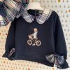 Conjunto sudadera bici y bombacho cuadros tartán Mon petit